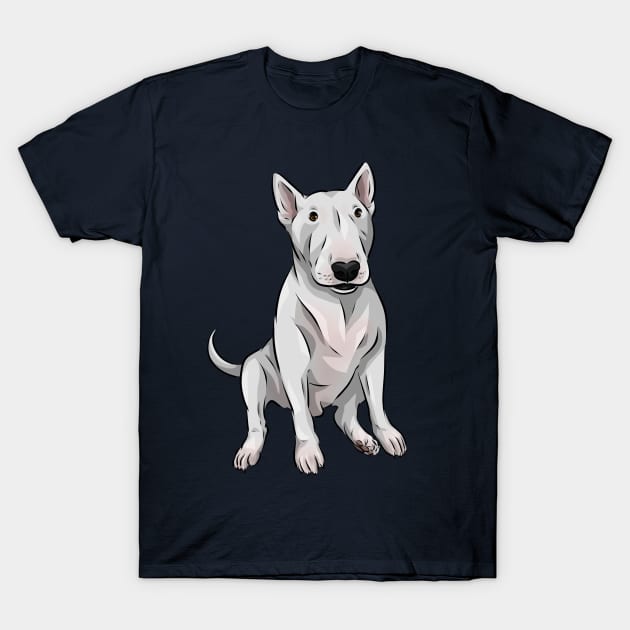 Cute White English Bull Terrier Dog T-Shirt by Shirin Illustration